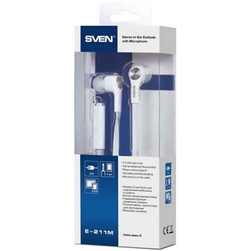 Наушники SVEN E-211M (SV-015749) (белый) 4