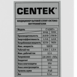 Настенная сплит-система CENTEK CT-65A07+ (белый)