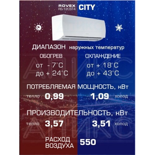 Настенная сплит-система Rovex RS-12CST4 (белый) 1