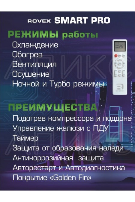 Настенная сплит-система Rovex Smart PRO RS-12PXI6 Inverter (белый) 3