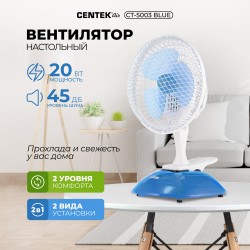 Настольный вентилятор CENTEK CT-5003 (голубой)