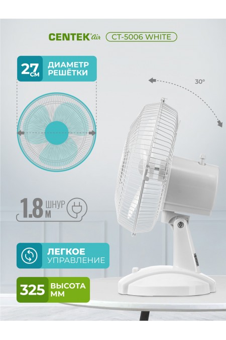 Настольный вентилятор CENTEK CT-5006 (белый) 2