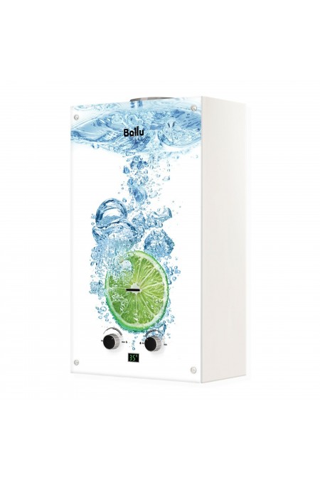 Проточный газовый водонагреватель Ballu GWH 10 Fiery Glass Lime (белый/рисунок) 