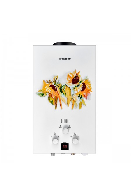 Проточный газовый водонагреватель Edisson E 20 GD (Подсолнухи) (белый/желтый) 1