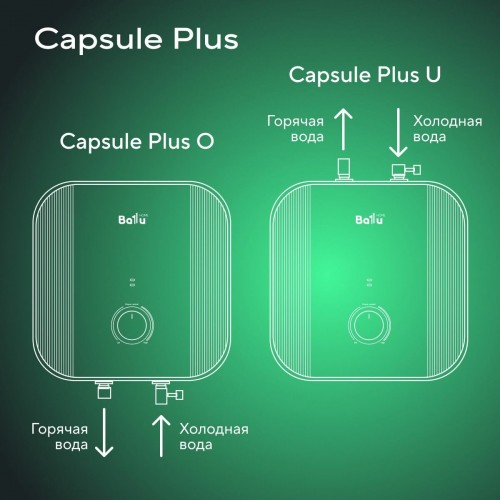 Накопительный электрический водонагреватель Ballu BWH/S 10 Capsule Plus U (под мойкой) (белый) 2