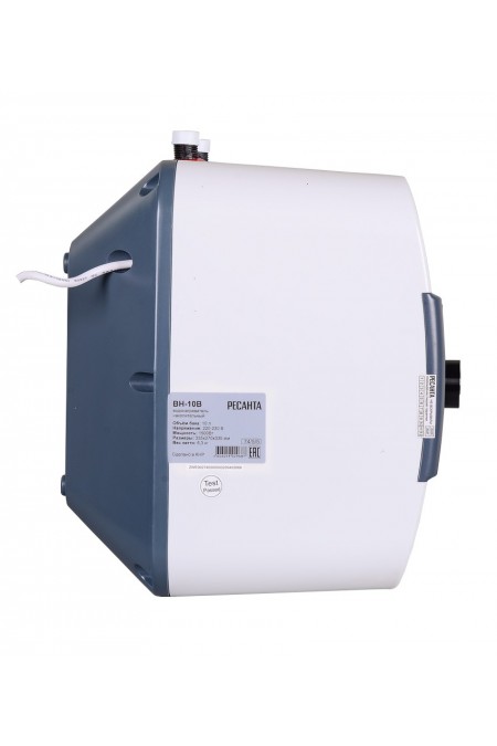 Накопительный электрический водонагреватель Ресанта ВН-10В (белый/синий) 3