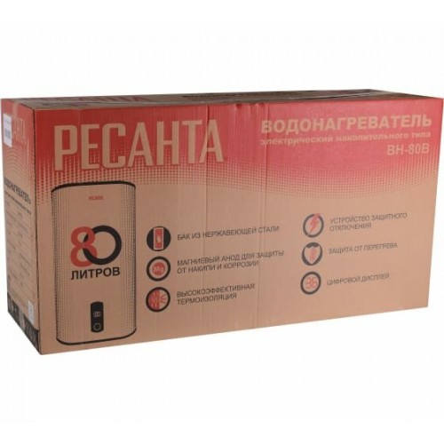 Накопительный электрический водонагреватель Ресанта ВН-80В (белый) 6