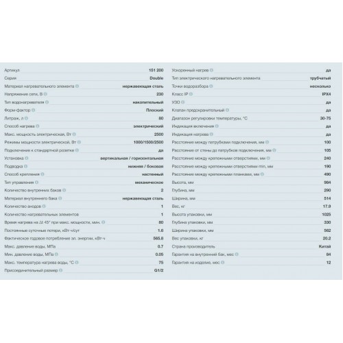 Накопительный электрический водонагреватель Thermex Double 80 (белый) 4