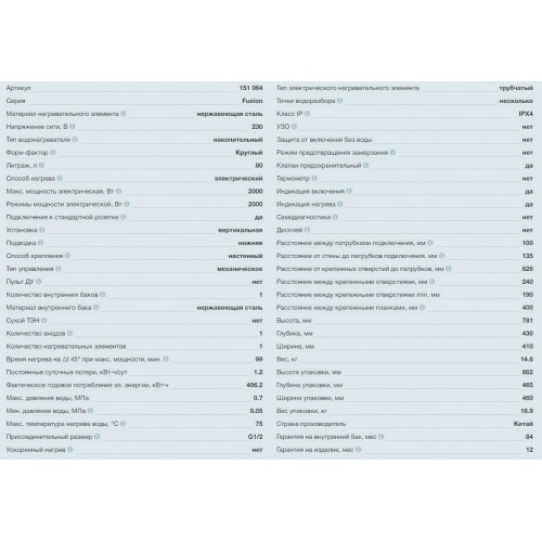 Накопительный электрический водонагреватель Thermex Fusion 80V (белый) 4