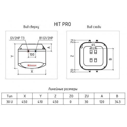Накопительный электрический водонагреватель Thermex H 30 U (pro) (под мойкой) (белый) 4
