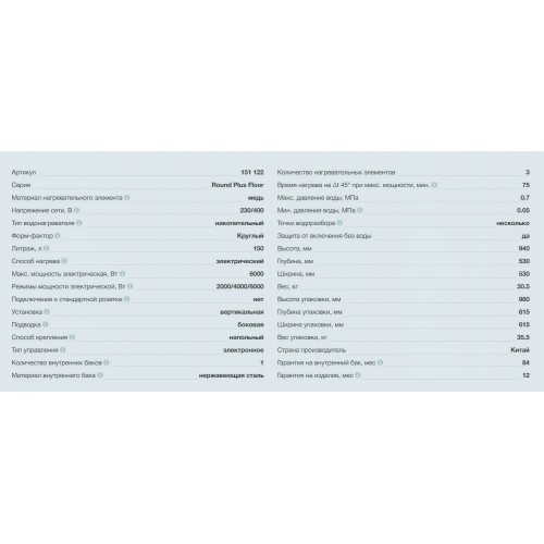 Накопительный электрический водонагреватель Thermex IR 150 V (белый) 3