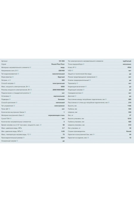Накопительный электрический водонагреватель Thermex IR 200 V (белый) 1