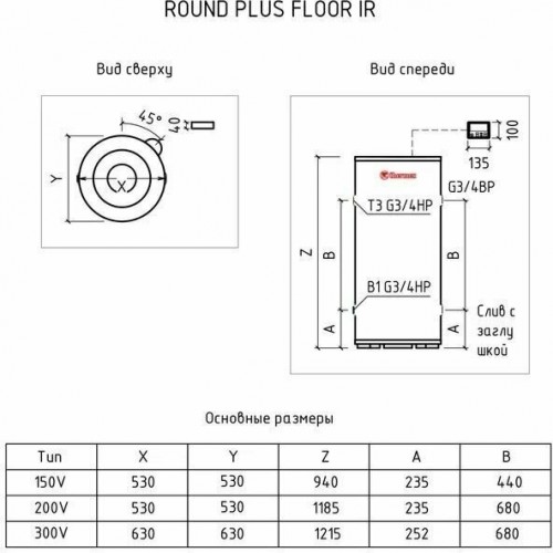Накопительный электрический водонагреватель Thermex IR 300 V (белый) 4