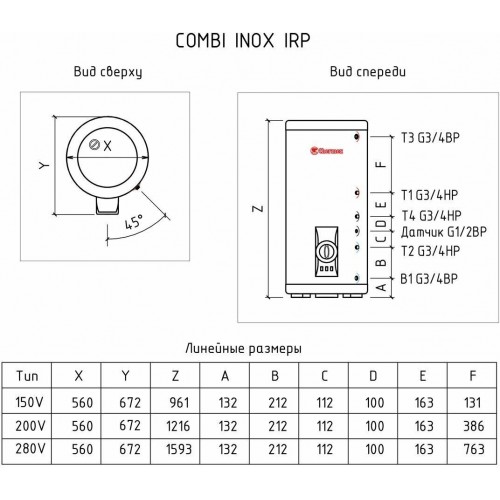 Накопительный электрический водонагреватель Thermex IRP 150 V (combi) (белый) 2