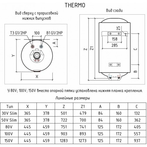 Накопительный электрический водонагреватель Thermex Thermo 100 V (белый) 2