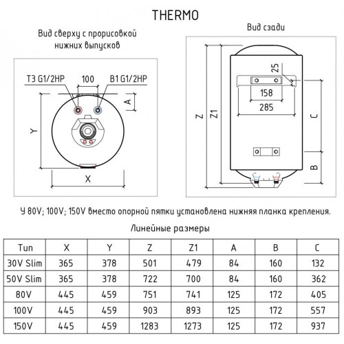 Накопительный электрический водонагреватель Thermex Thermo 50 V Slim (белый) 7