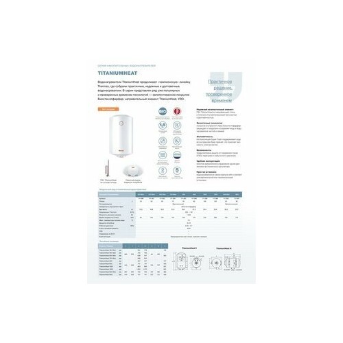 Накопительный электрический водонагреватель Thermex TitaniumHeat 30 V Slim (белый) 4