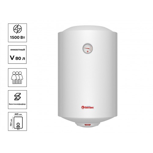 Накопительный электрический водонагреватель Thermex TitaniumHeat 80 V (белый) 