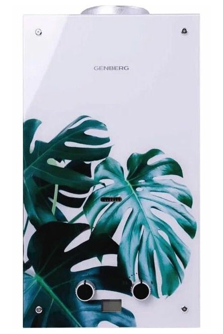 Проточный газовый водонагреватель Genberg 210.01 Декор (Тропический лист) (белый/рисунок) 