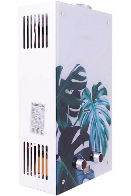 Проточный газовый водонагреватель Genberg 210.01 Декор (Тропический лист) (белый/рисунок) 1