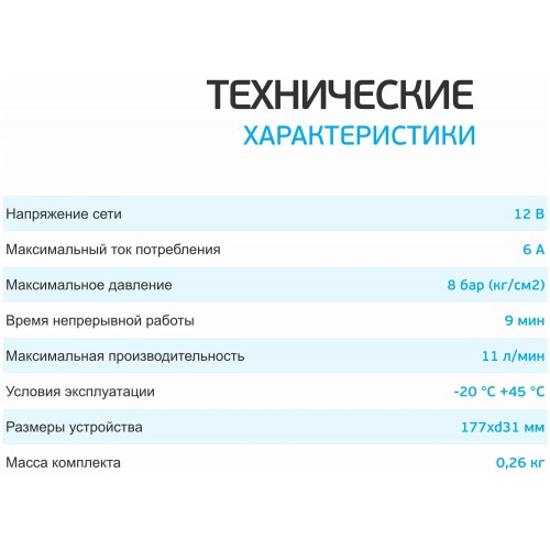 Автомобильный компрессор Berkut MT-1000 11л/мин шланг 0.05м (черный) 2