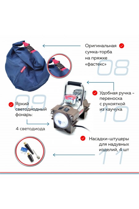 Автомобильный компрессор КАЧОК К90LED (белый) 4