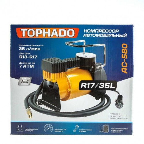 Автомобильный компрессор TORNADO АС 580 R17/35L (КОМ00004) (черный/желтый) 1