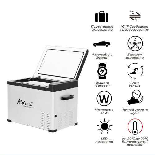 Автомобильный холодильник Alpicool C40 (серый) 5
