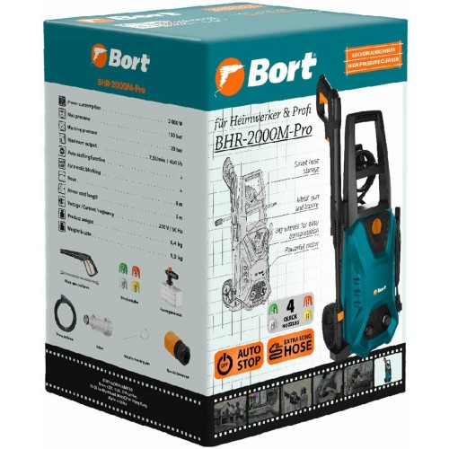 Мойка высокого давления Bort BHR-2000M-Pro (93416411) (бирюзовый/черный) 8