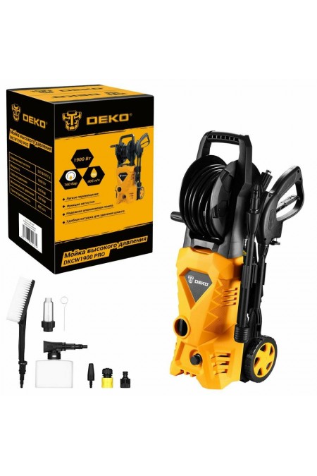 Мойка высокого давления Deko DKCW1900 PRO 1900Вт (085-2028) (черный/желтый) 