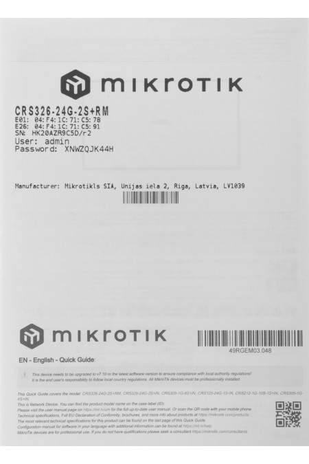 Коммутатор MikroTik CRS326-24G-2S+RM (белый) 11