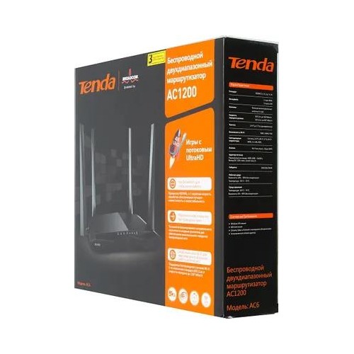Wi-Fi роутер Tenda AC6 v5.0 AC1200 (черный) 3