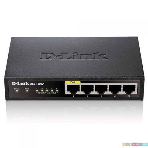 Коммутатор D-Link DES-1005P/B1A (черный) 1