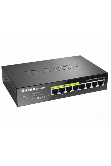 Коммутатор D-Link DGS-1008P/C1B (черный) 