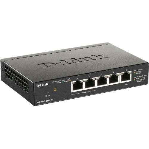 Коммутатор D-Link DGS-1100-05PDV2 5G 2PoE 18W (черный) 2