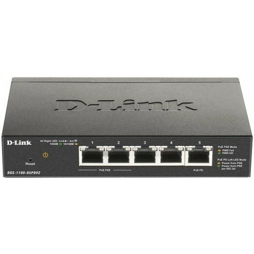 Коммутатор D-Link DGS-1100-05PDV2 5G 2PoE 18W (черный) 4