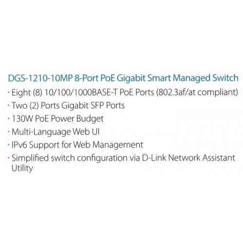 Коммутатор D-Link DGS-1210-10MP/FL (черный) 7