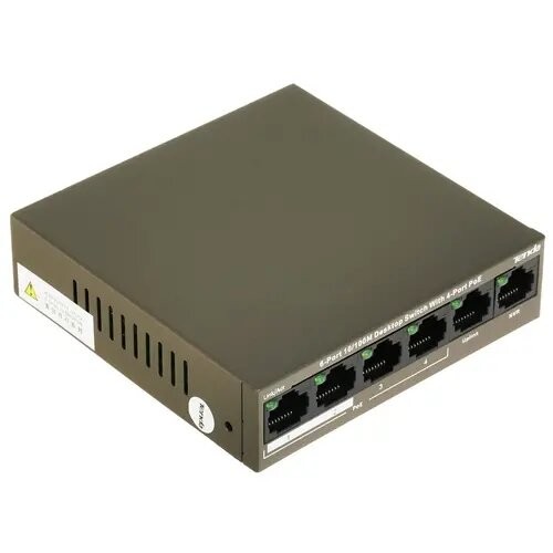 Коммутатор Tenda TEF1106P-4-63W (черный) 4