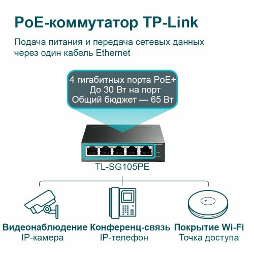 Коммутатор TP-LINK TL-SG105PE (черный) 6