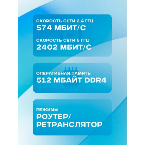 Wi-Fi роутер Keenetic Sprinter KN-3711 AX1800 (белый/серый) 1