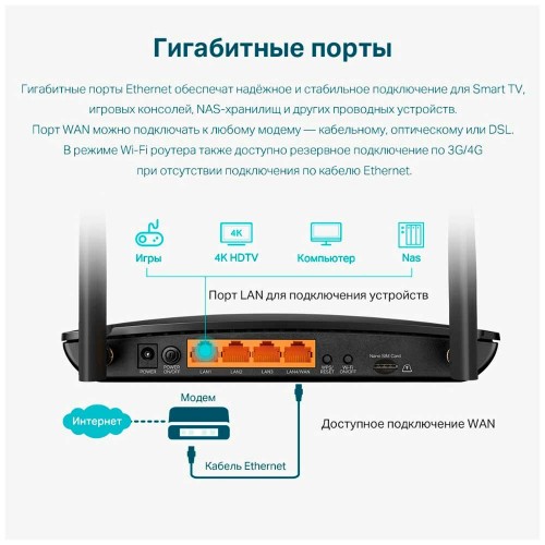 Wi-Fi роутер TP-LINK Archer MR500 (черный) 7