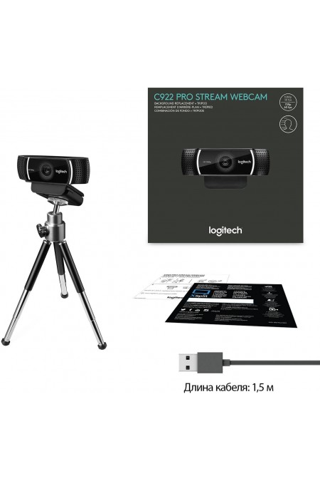 Веб-камера Logitech C922 Pro Stream (960-001089) (черный) 2