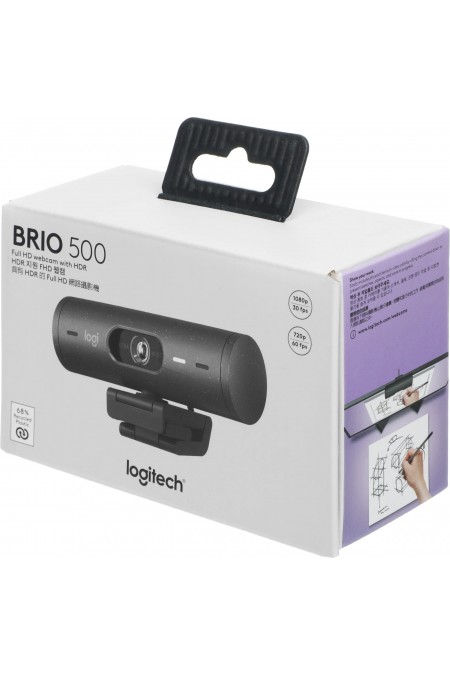 Веб-камера Logitech HD Webcam Brio 500 4Mpix (1920x1080) USB Type-C с микрофоном (960-001423) (черный) 7
