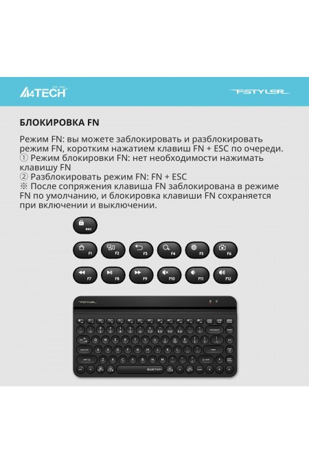 Клавиатура A4Tech Fstyler FBK30 (черный) 6