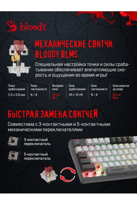Клавиатура Bloody WS98 (черный/серый) 3