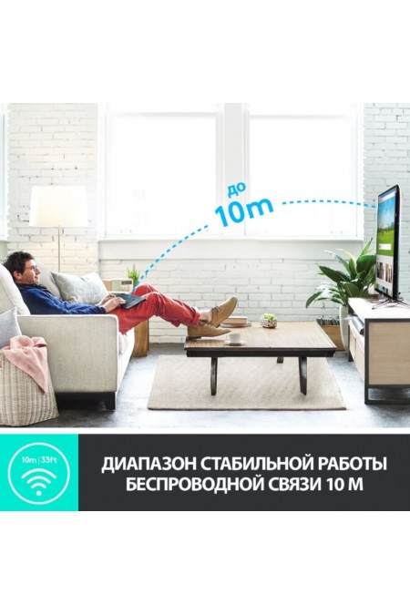 Клавиатура Logitech Wireless Touch Keyboard K400 Plus USB (черный) 2