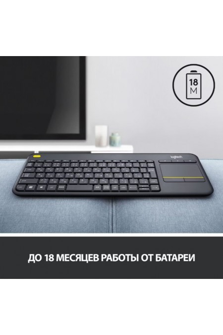 Клавиатура Logitech Wireless Touch Keyboard K400 Plus USB (черный) 4