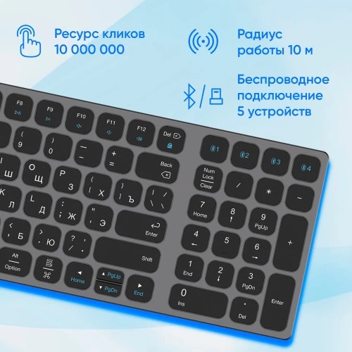 Клавиатура Oklick K767W (серый/черный) 1