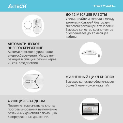 Беспроводная мышь A4Tech Fstyler FB12 (черный) 3