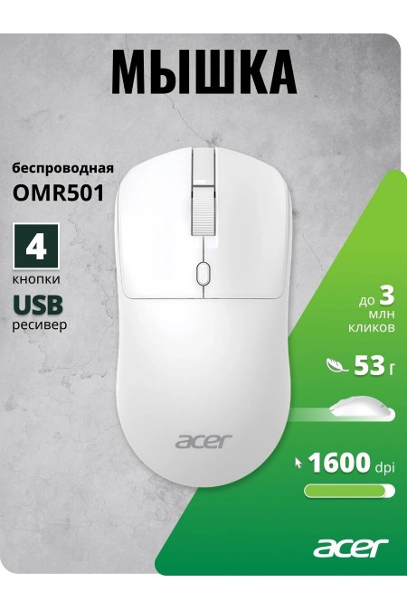 Беспроводная мышь Acer OMR501 (ZL.MCE11.018) (белый) 9